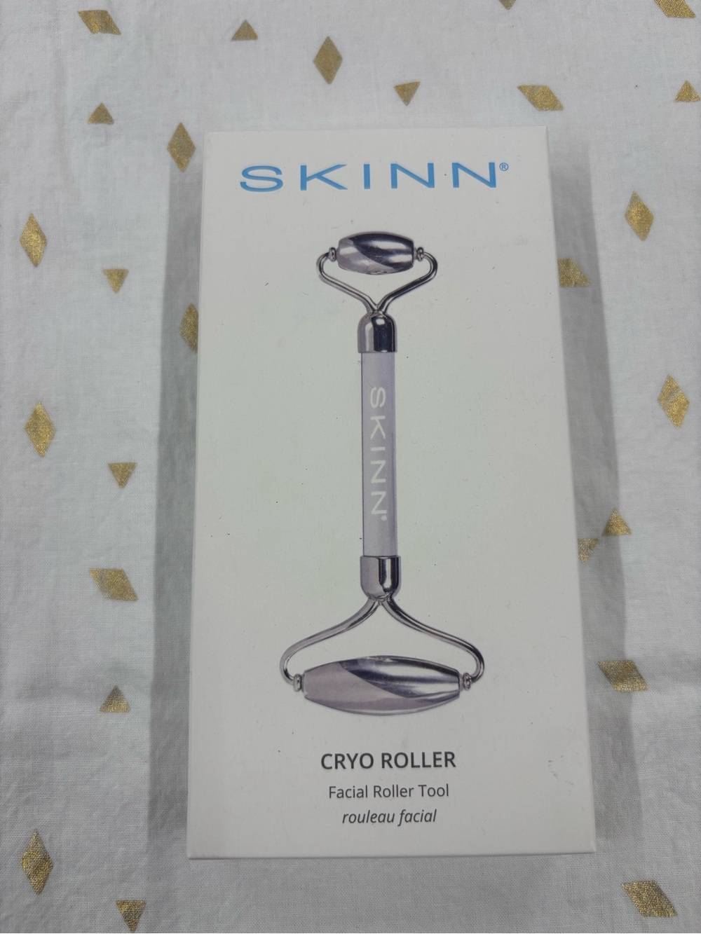 SKINN Cryo Roller Facial Tool - White & Gold Accents
